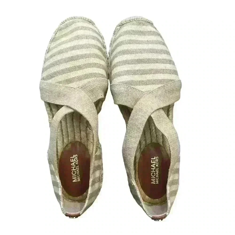 Michael Kors Women's Striped Tan Espadrilles